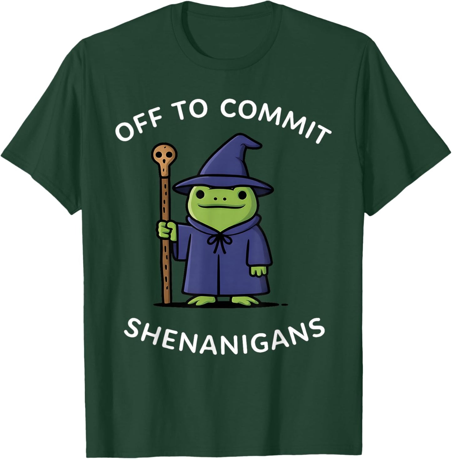 Vintage Off to Commit Shenanigans Wizard Frog Funny Meme T-Shirt - T-Shirt | Forest