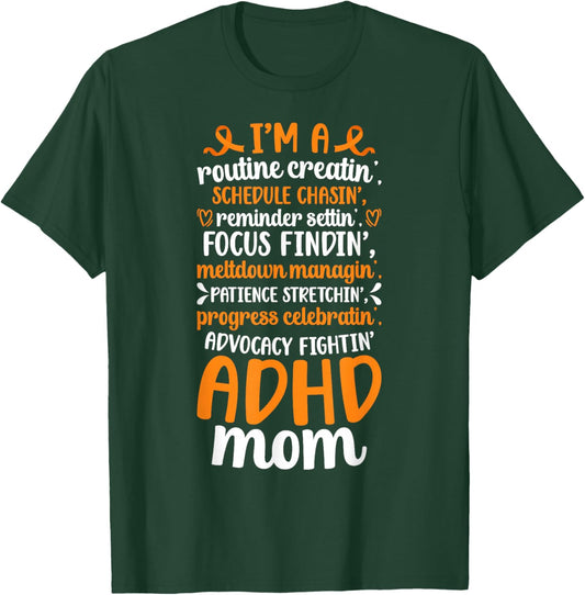 ADHD Mom Definition ADHD Warrior Mother ADHD Awareness Month T-Shirt - T-Shirt | Forest