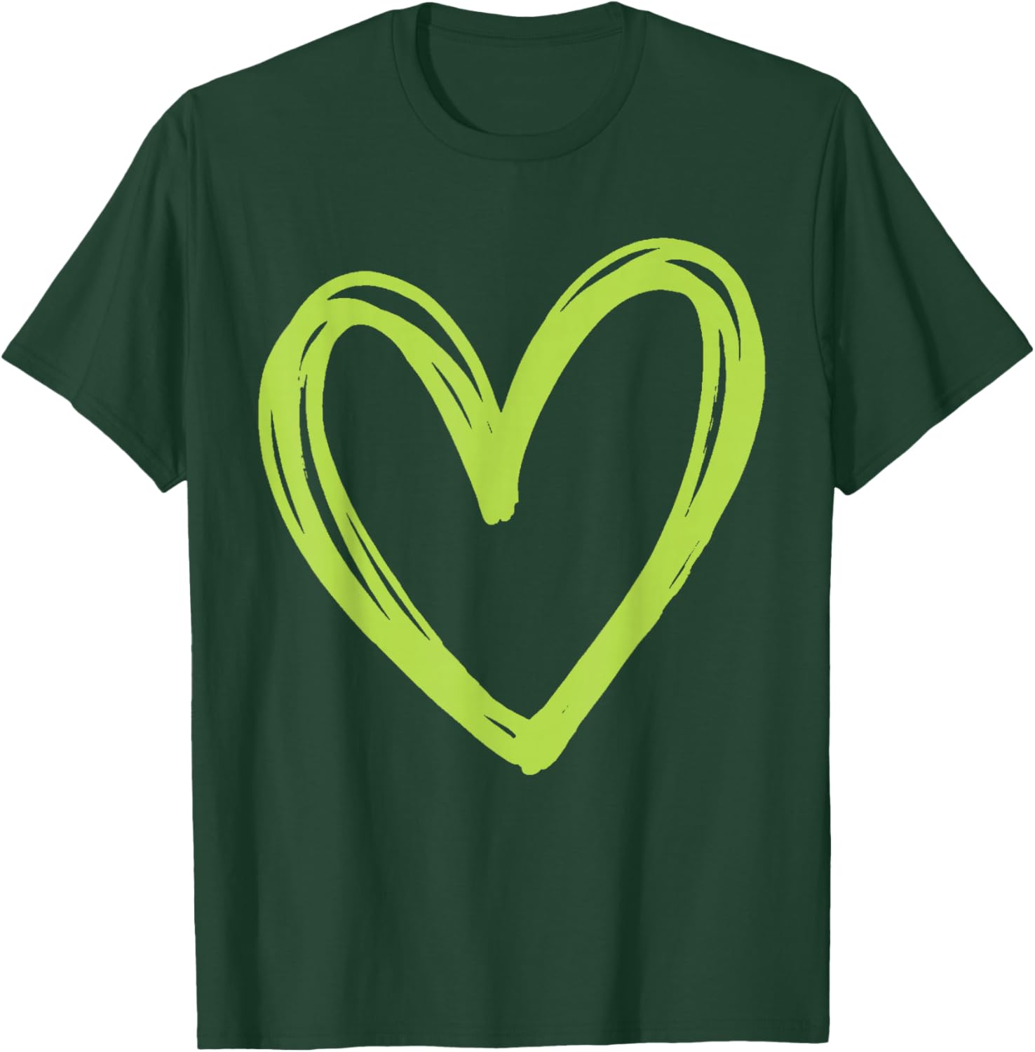 Female Women's Lime Green Heart Fashion Designer T-Shirt - T-Shirt | Forest