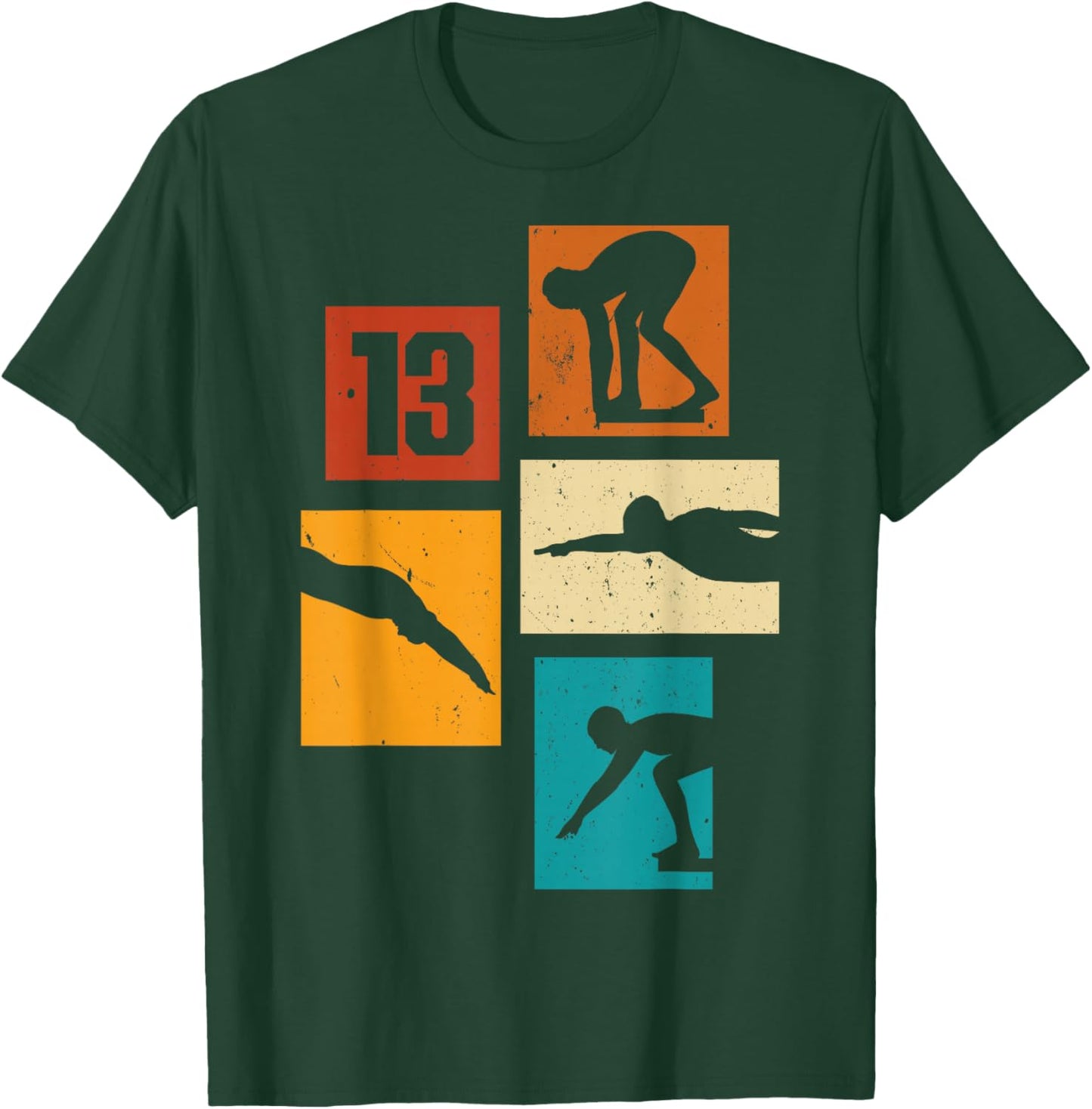 13th Birthday Swimmer Swimming 13 Year Old Boy T-Shirt - T-Shirt | Forest