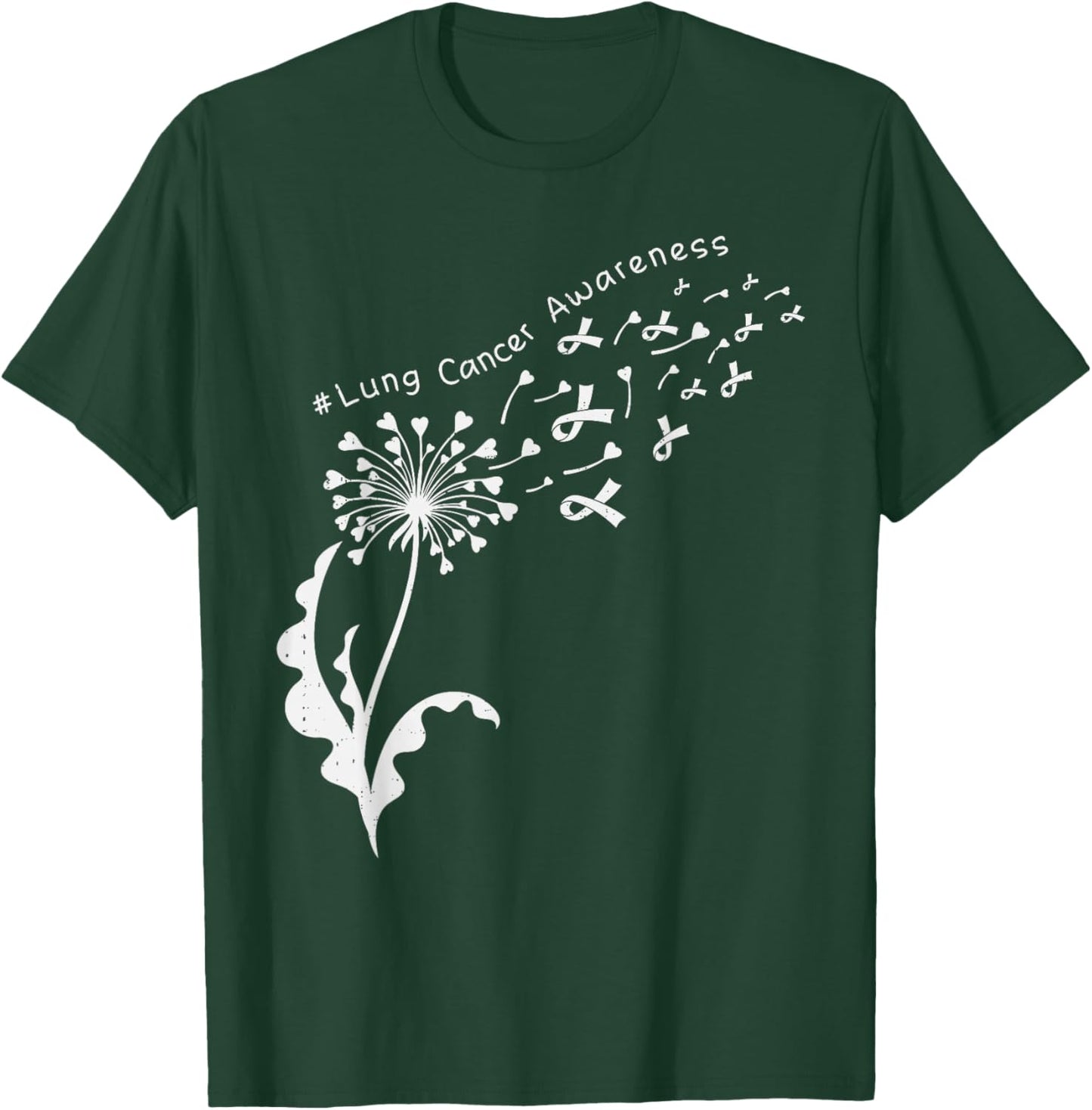 Dandelion Lung Cancer Awareness White Ribbon Support T-Shirt - T-Shirt | Forest
