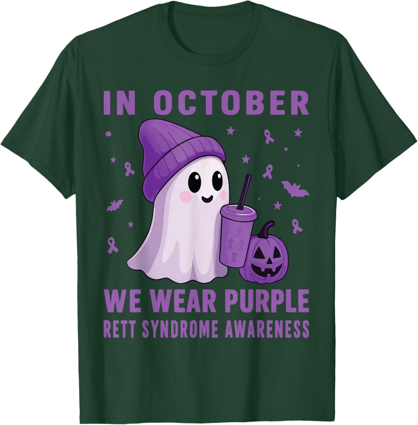 Halloween Boo Rett Syndrome Awareness in October Purple T-Shirt - T-Shirt | Forest