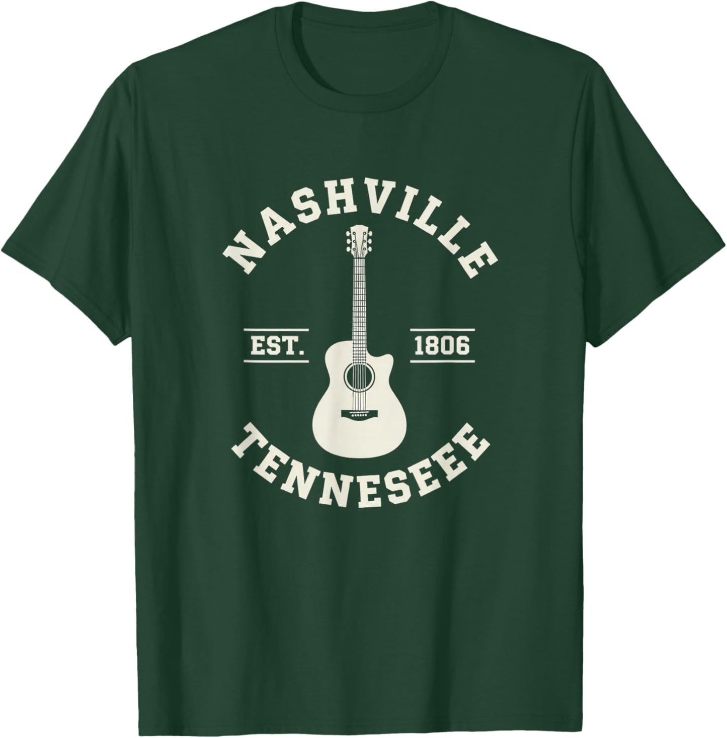 USA Nashville Tennessee Acoustic Guitar - American Roots T-Shirt - T-Shirt | Forest