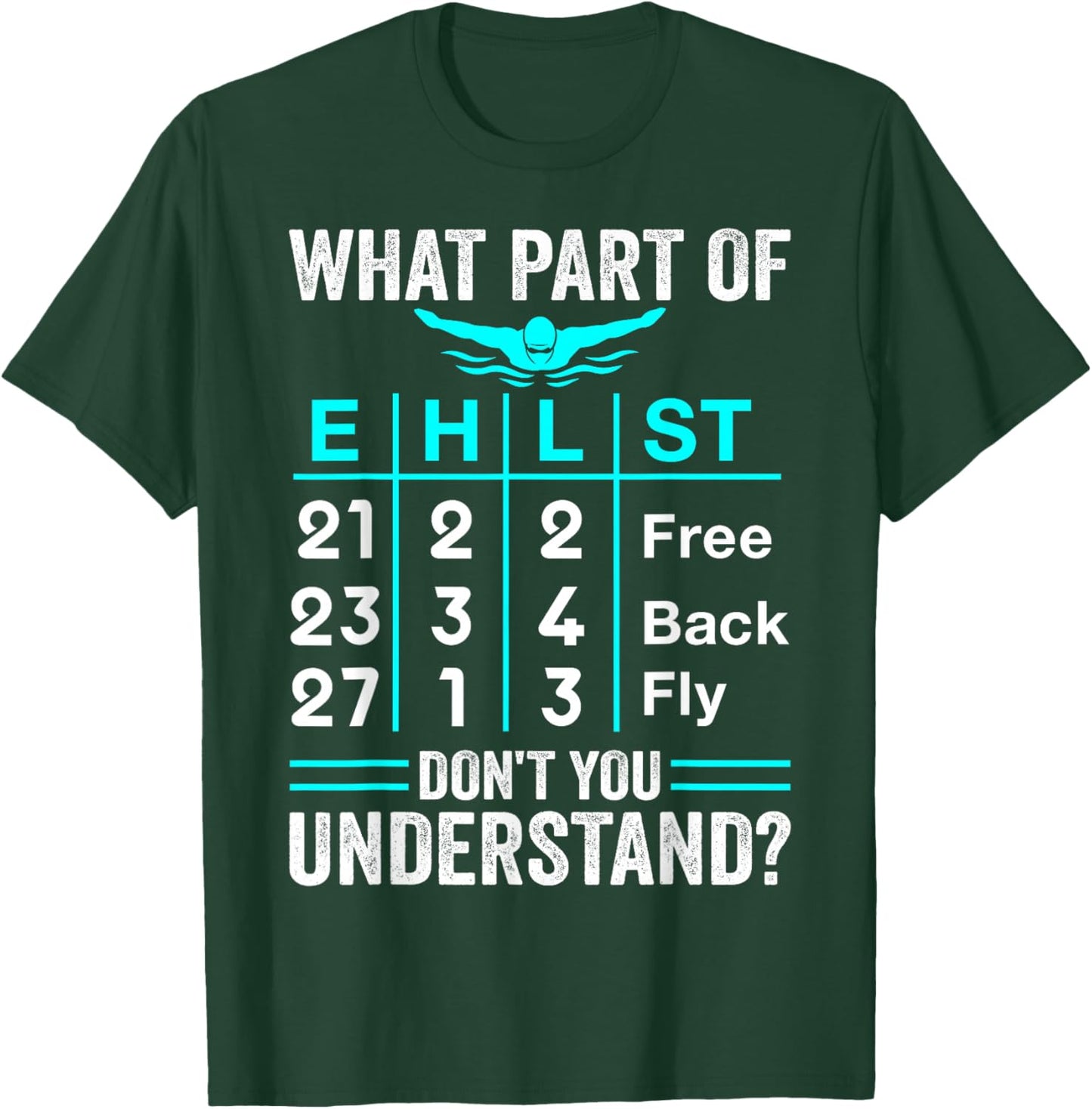 Swimming Swimmer What Part Don't You Understand Swim Team T-Shirt - T-Shirt | Forest