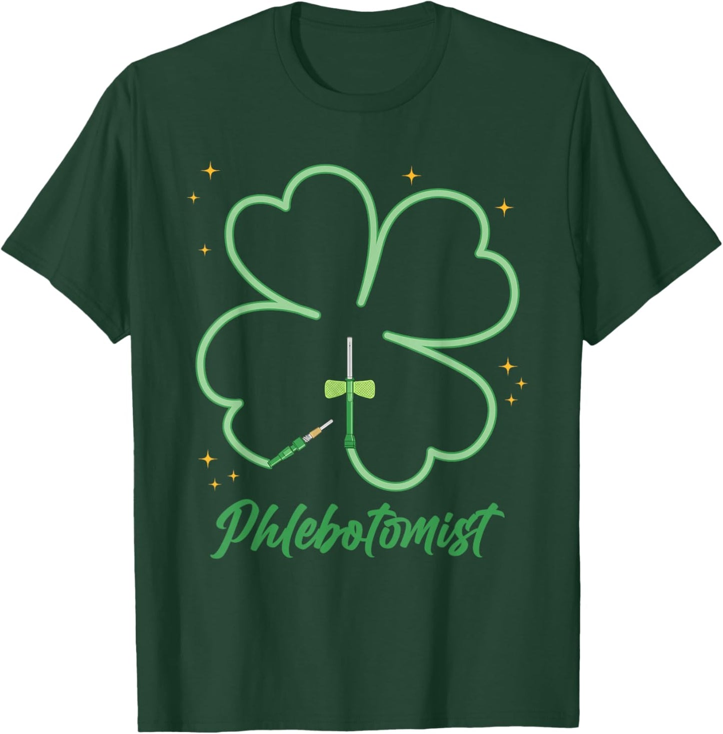 St Patrick’s Day Phlebotomist Shamrock Nurse Men Women T-Shirt - T-Shirt | Forest