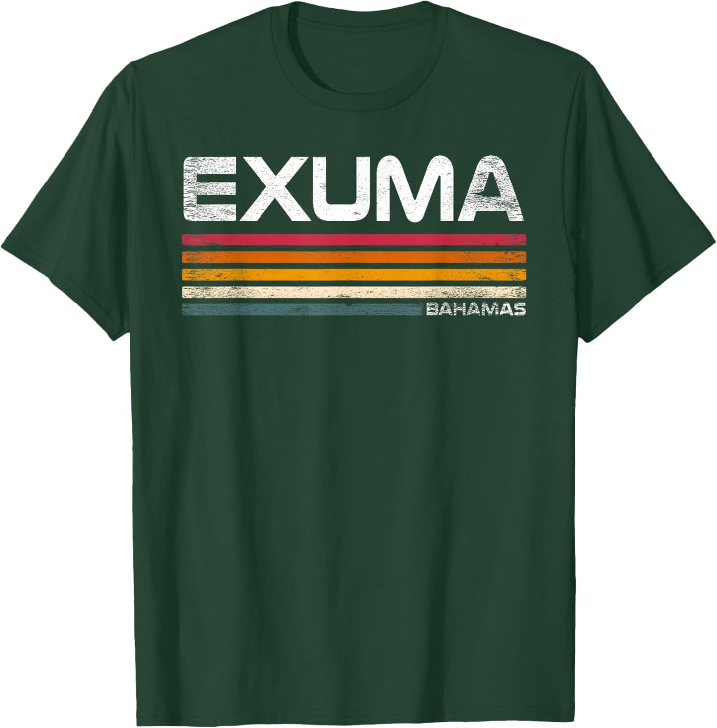 Exuma Bahamas Retro Design Exuma Caribbean Island T-Shirt - T-Shirt | Forest