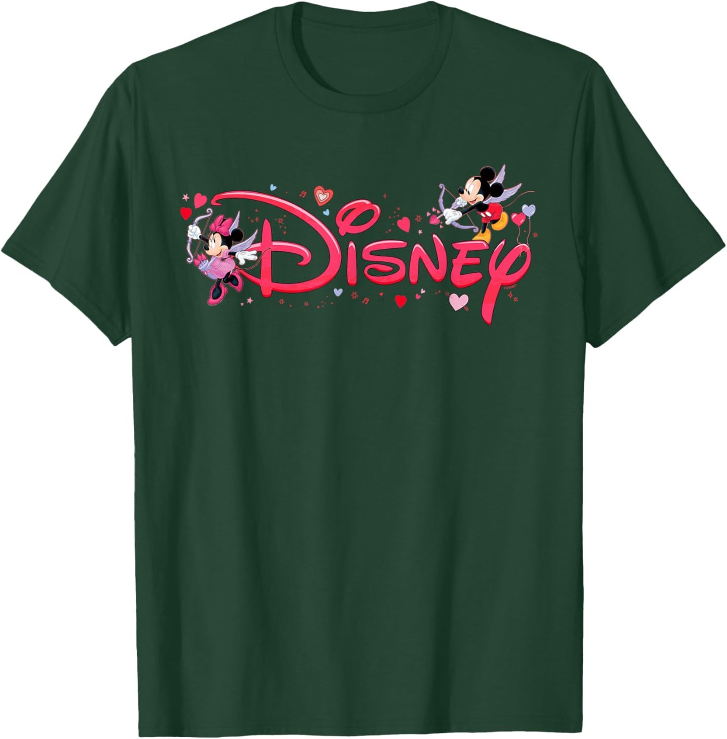 Disney Mickey & Minnie Valentine's Day Script Logo Trip T-Shirt - T-Shirt | Forest