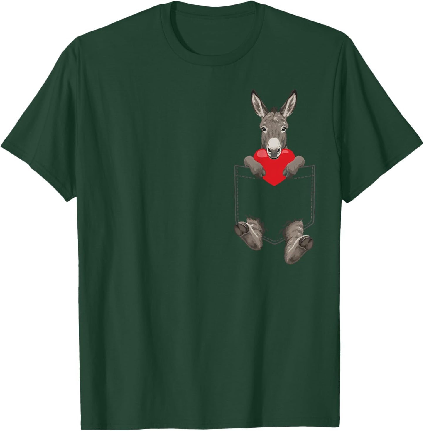 Donkey in Pocket Farm Animal Design Valentines T-Shirt - T-Shirt | Forest