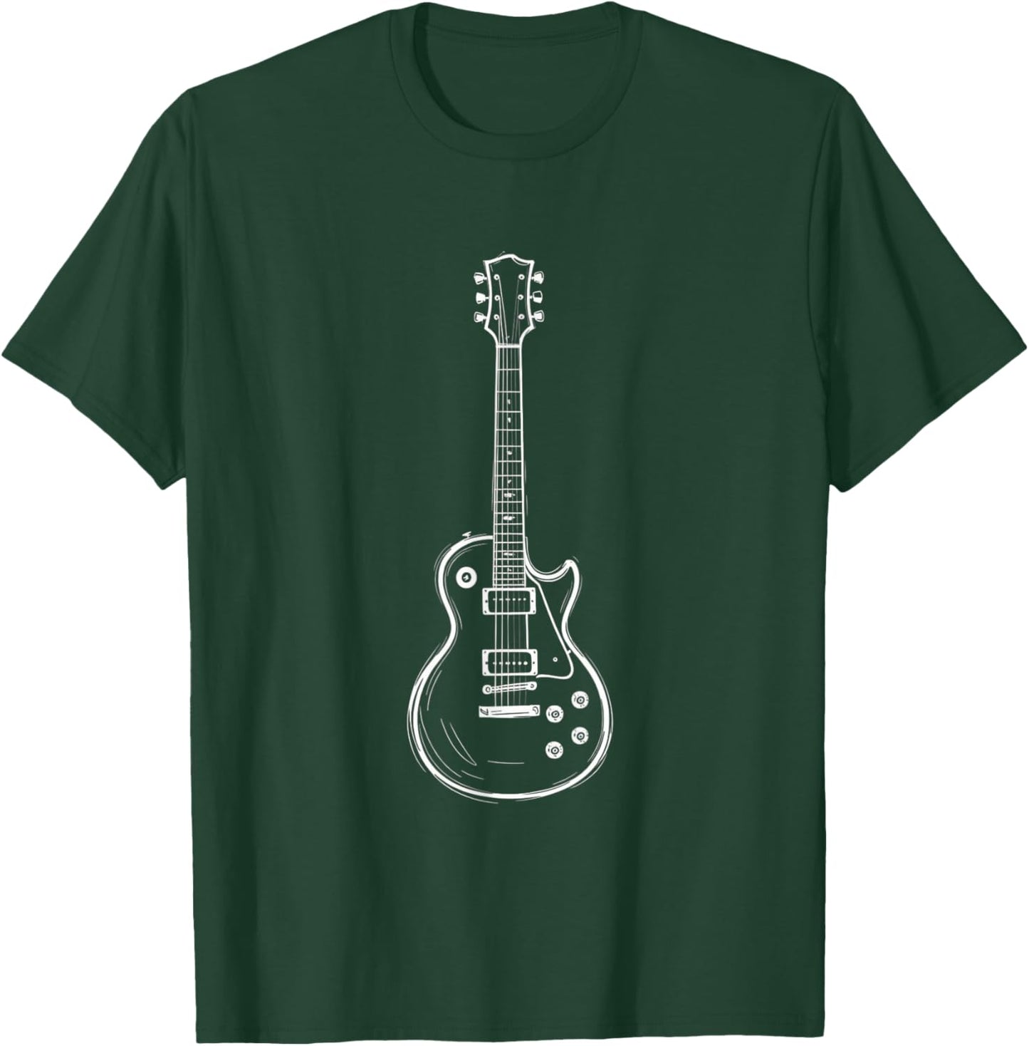 Minimal Guitar Line Art Funny Music Lover Guitarist Gifts T-Shirt - T-Shirt | Forest