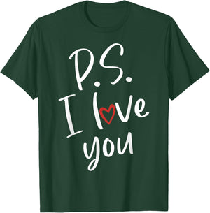 PS I Love You Day Valentine's Day Purple Heart Women Men Kid T-Shirt - T-Shirt | Forest