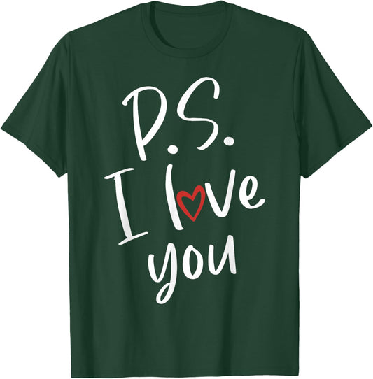 PS I Love You Day Valentine's Day Purple Heart Women Men Kid T-Shirt - T-Shirt | Forest