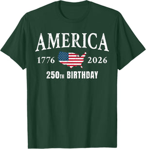 4th of July American Flag Vintage 250 Years 1776 2026 USA T-Shirt - T-Shirt | Forest
