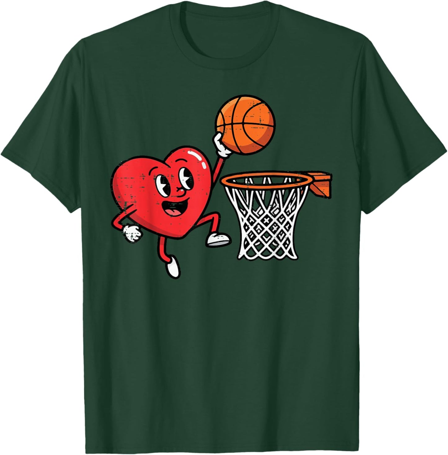 Valentines Day Basketball Heart Dunk Men Boys Kids Youth T-Shirt - T-Shirt | Forest