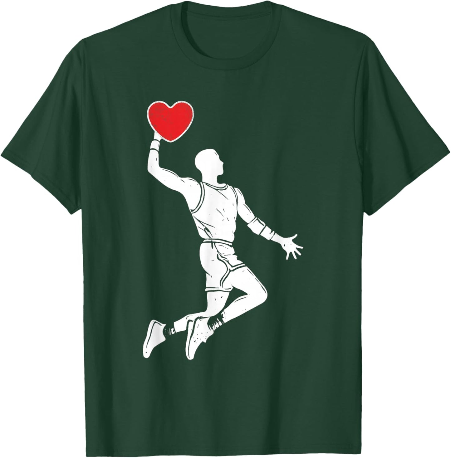 Valentine Basketball Heart Slam Dunk Player Sports Love Gift T-Shirt - T-Shirt | Forest