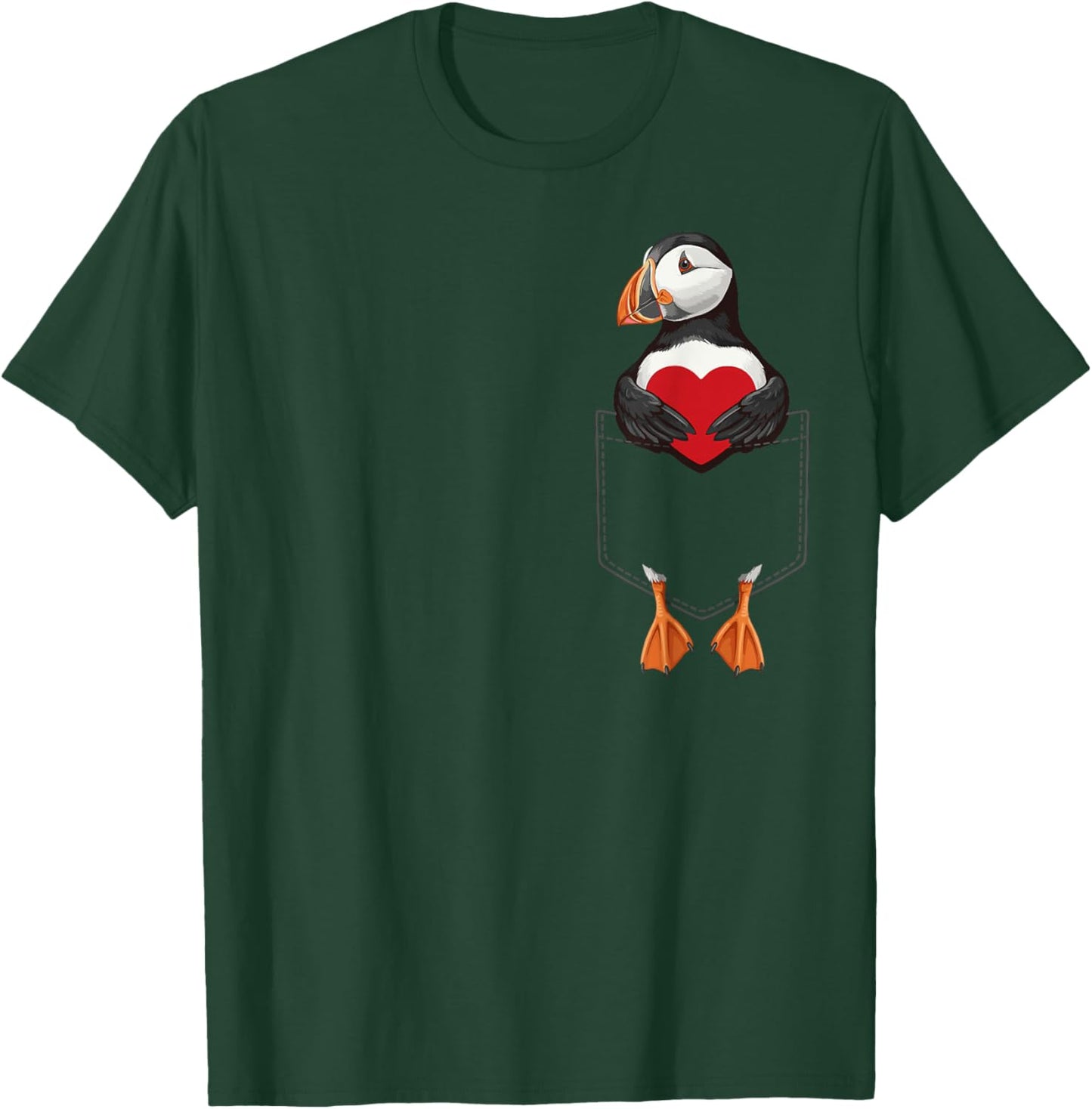 Cute Puffin in Pocket Seabird Lover Valentines T-Shirt - T-Shirt | Forest