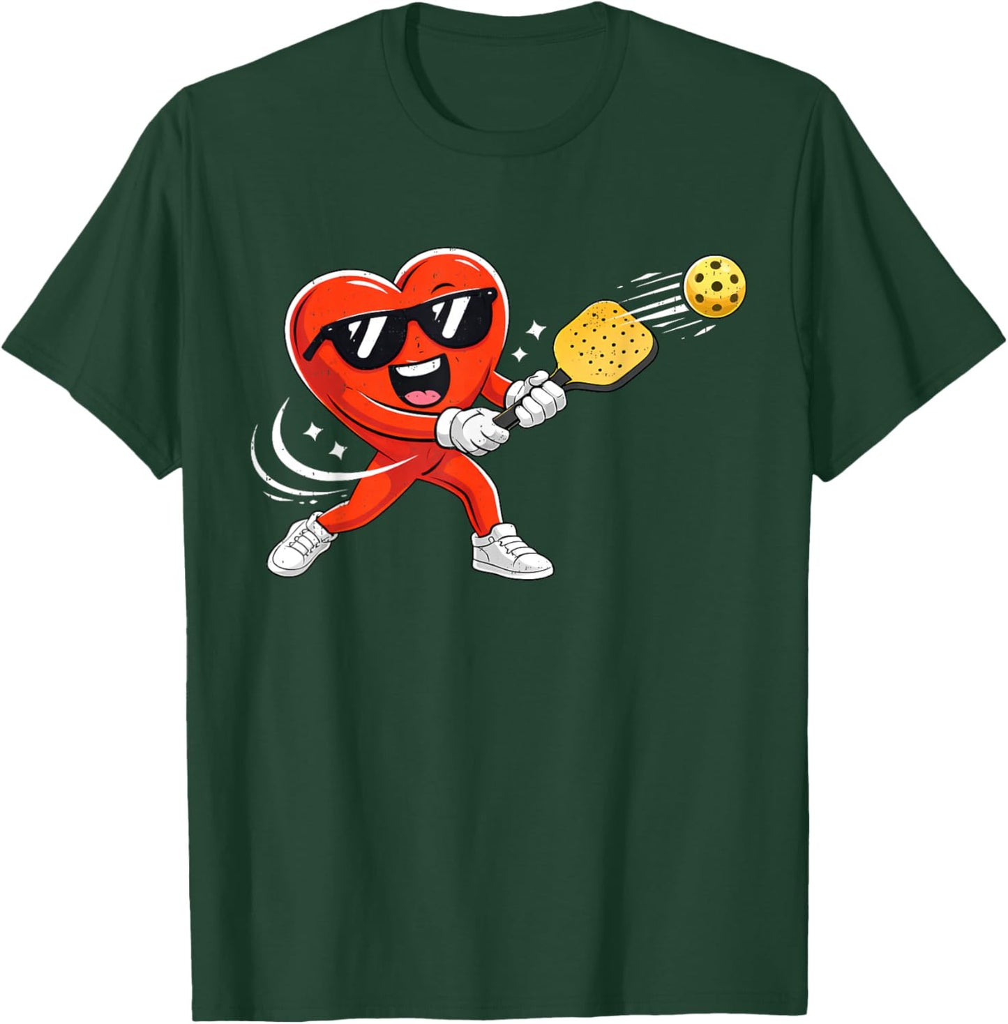 Valentine Pickleball Heart Sport Valentines Day Men Boy Kids T-Shirt - T-Shirt | Forest