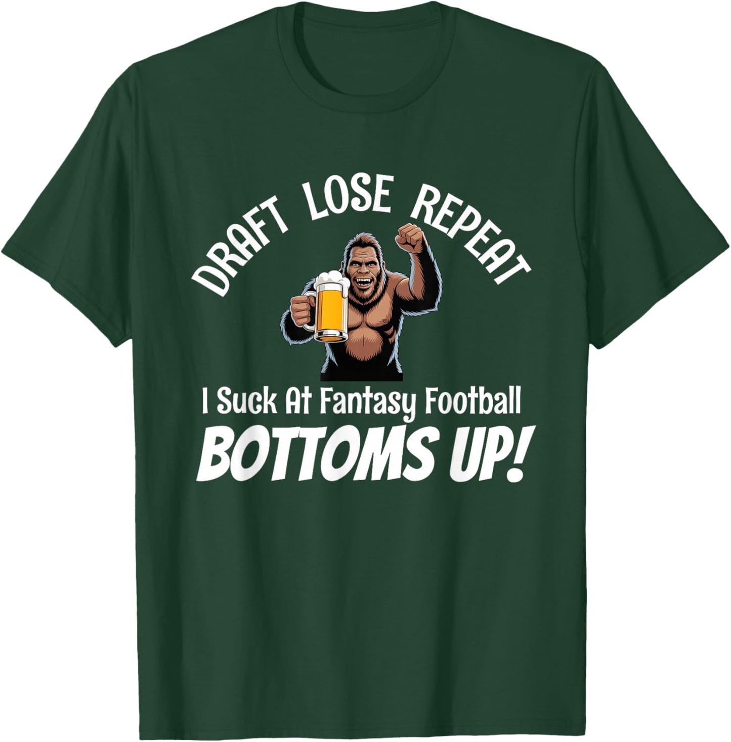 Draft Lose Repeat I Suck at Fantasy Football Loser Trophy T-Shirt - T-Shirt | Forest