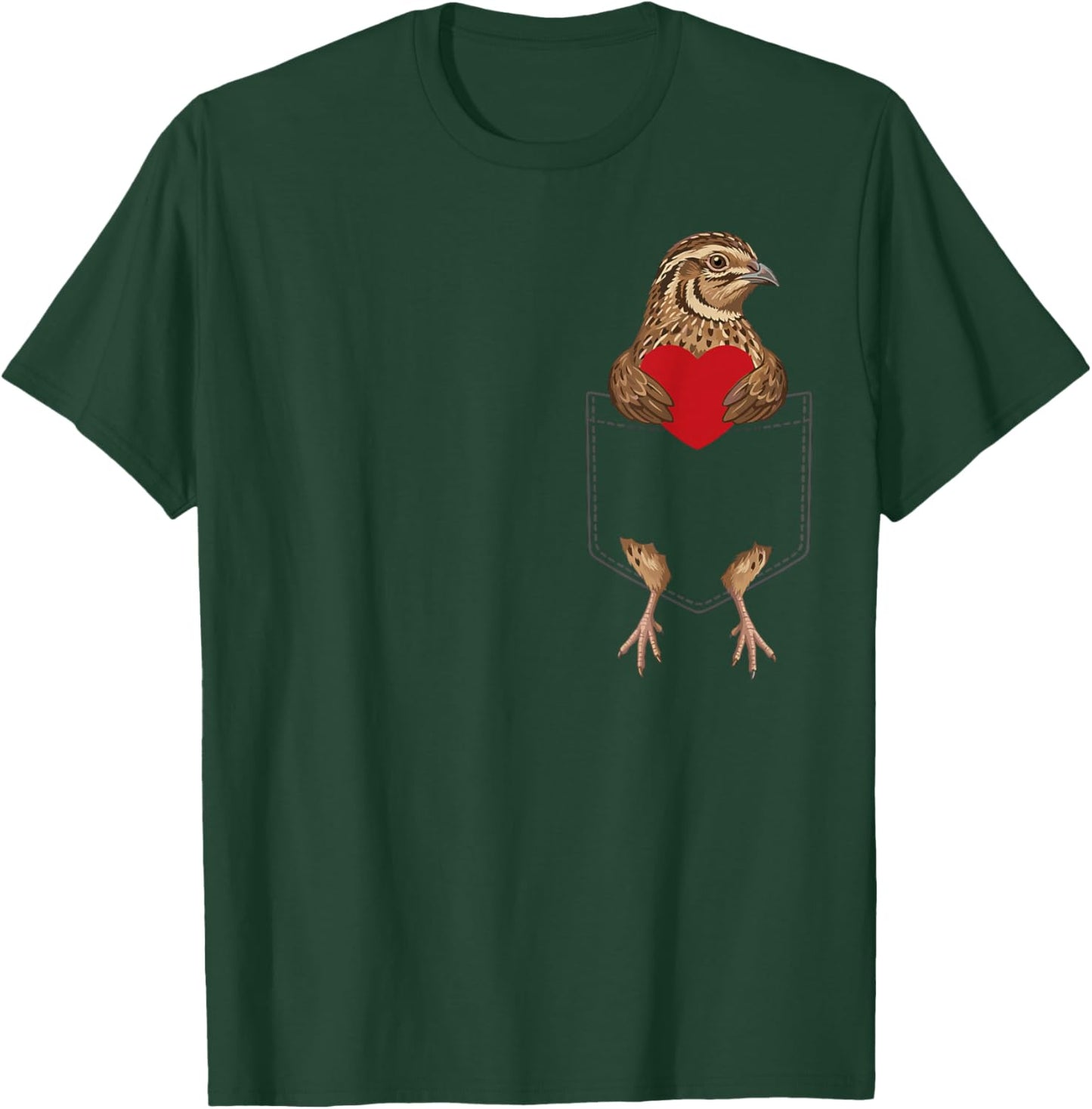 Cute Quail in Pocket Bird Lover Valentines T-Shirt - T-Shirt | Forest