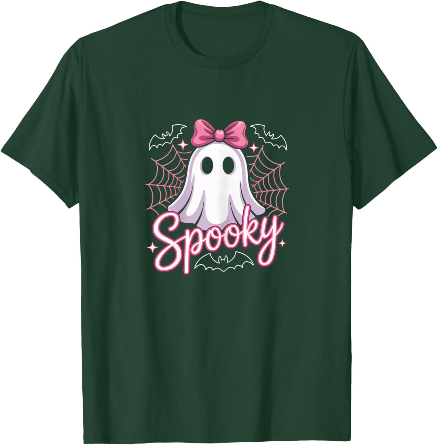 Spooky Ghost with Pink Bow T-Shirt - T-Shirt | Forest