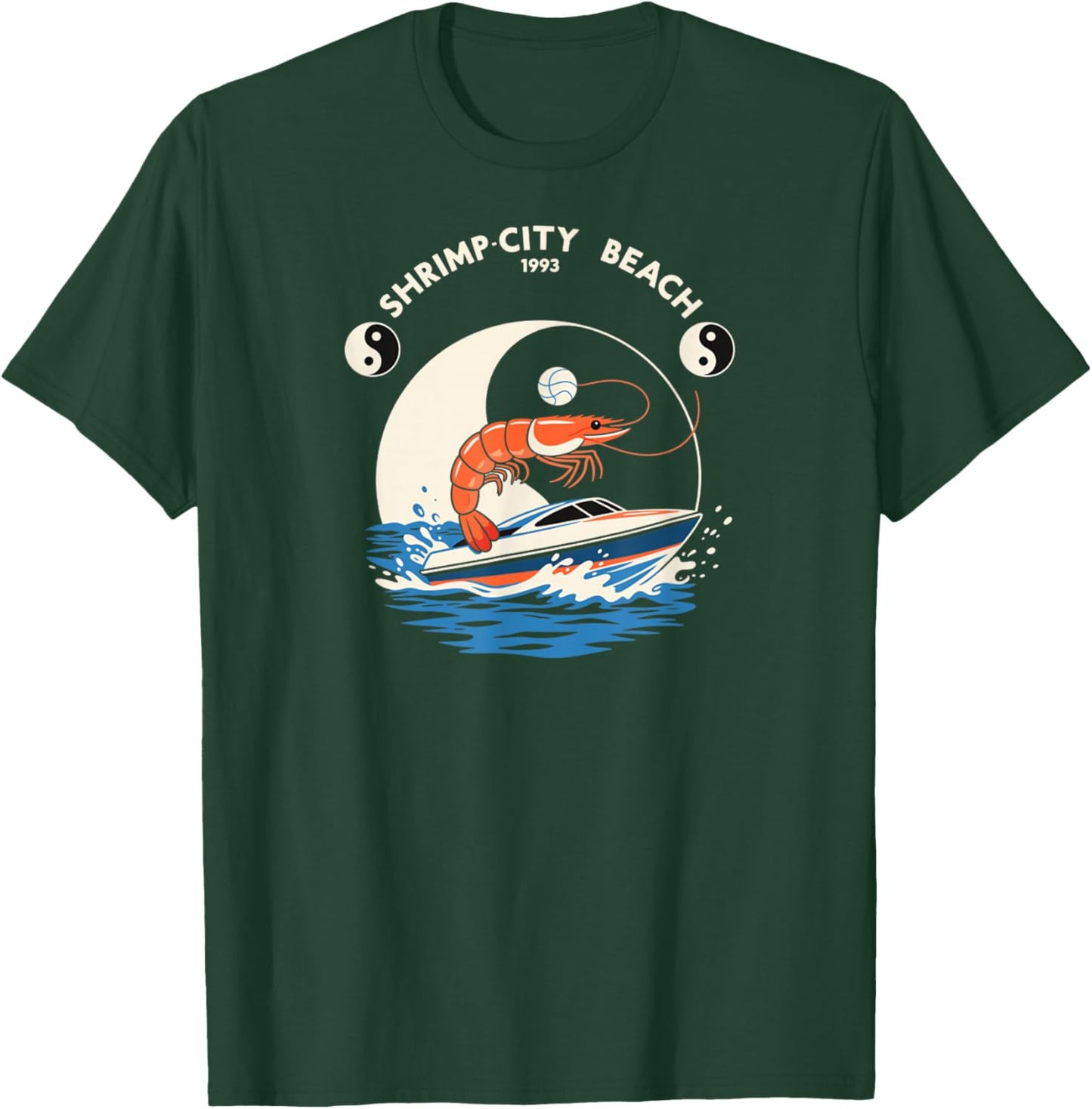 Vintage Shrimp City Beach 1993 Music Rock Shrimp Surfing T-Shirt - T-Shirt | Forest