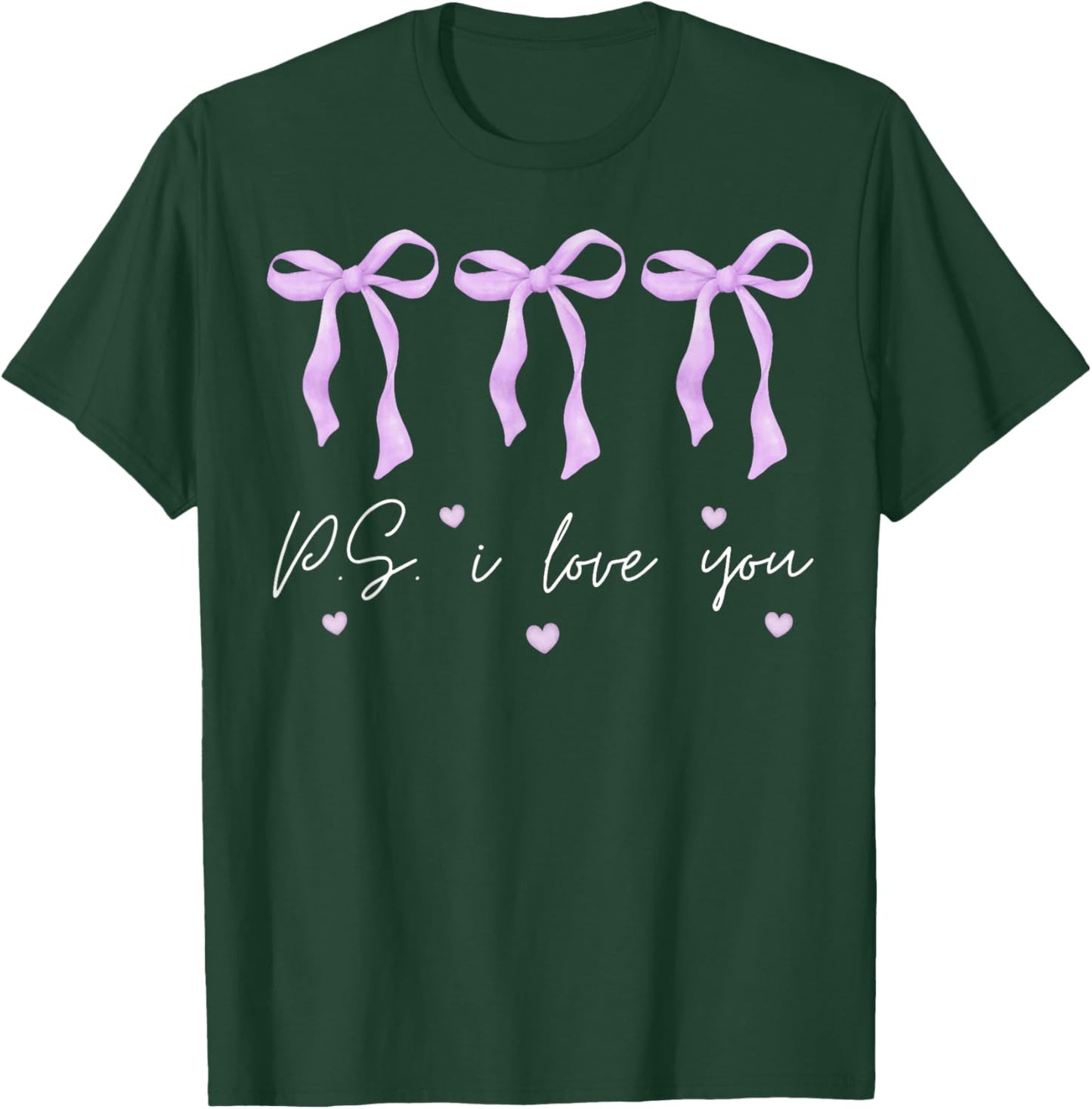 PS I Love You Day Valentine's Day Purple Heart Women Men Kid T-Shirt - T-Shirt | Forest