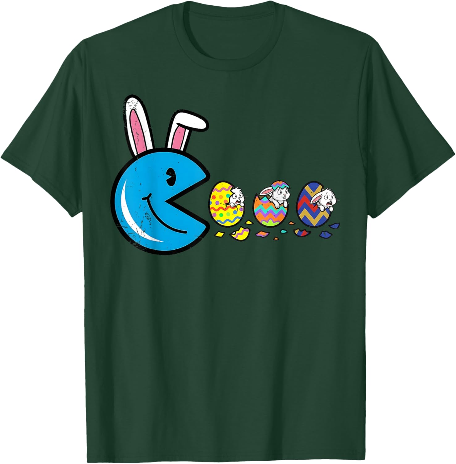 Easter Egg Video Game Eating Bunny Eggs Gamer Men Boys Kids T-Shirt - T-Shirt | Forest