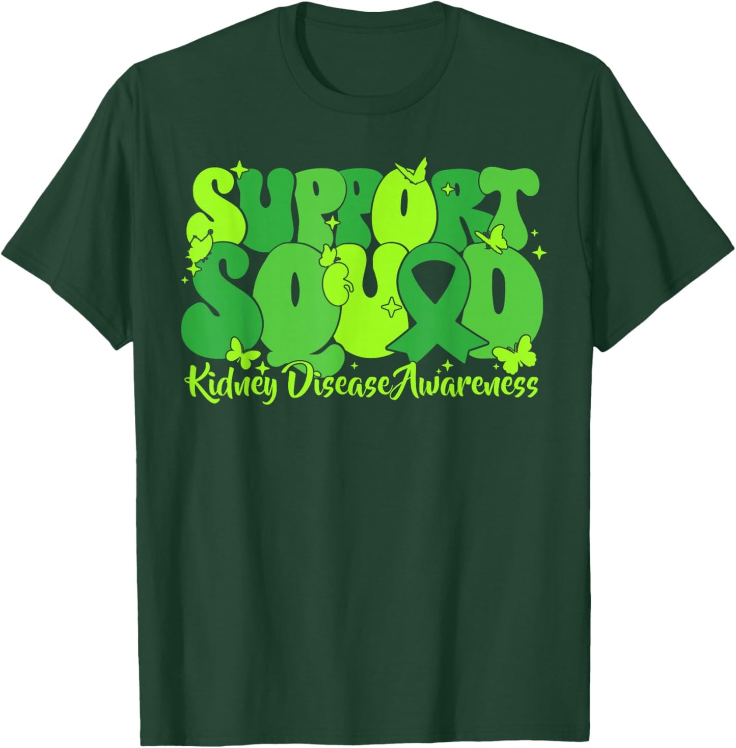 Green Ribbon Support Squad Kidney Disease Awareness PKD CKD T-Shirt - T-Shirt | Forest
