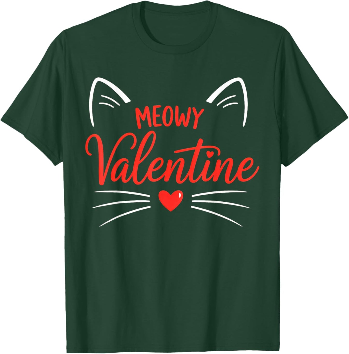 Cute Meowy Valentine, Cat Lovers T-Shirt - T-Shirt | Forest