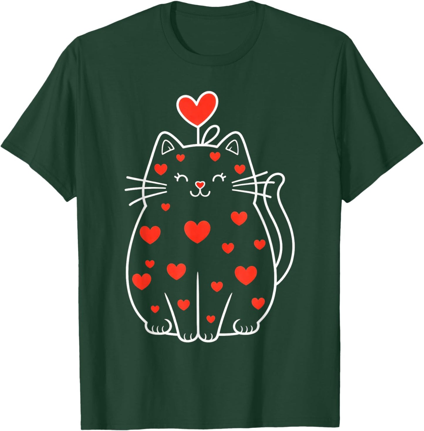 Heart Cat Valentine T-Shirt - T-Shirt | Forest