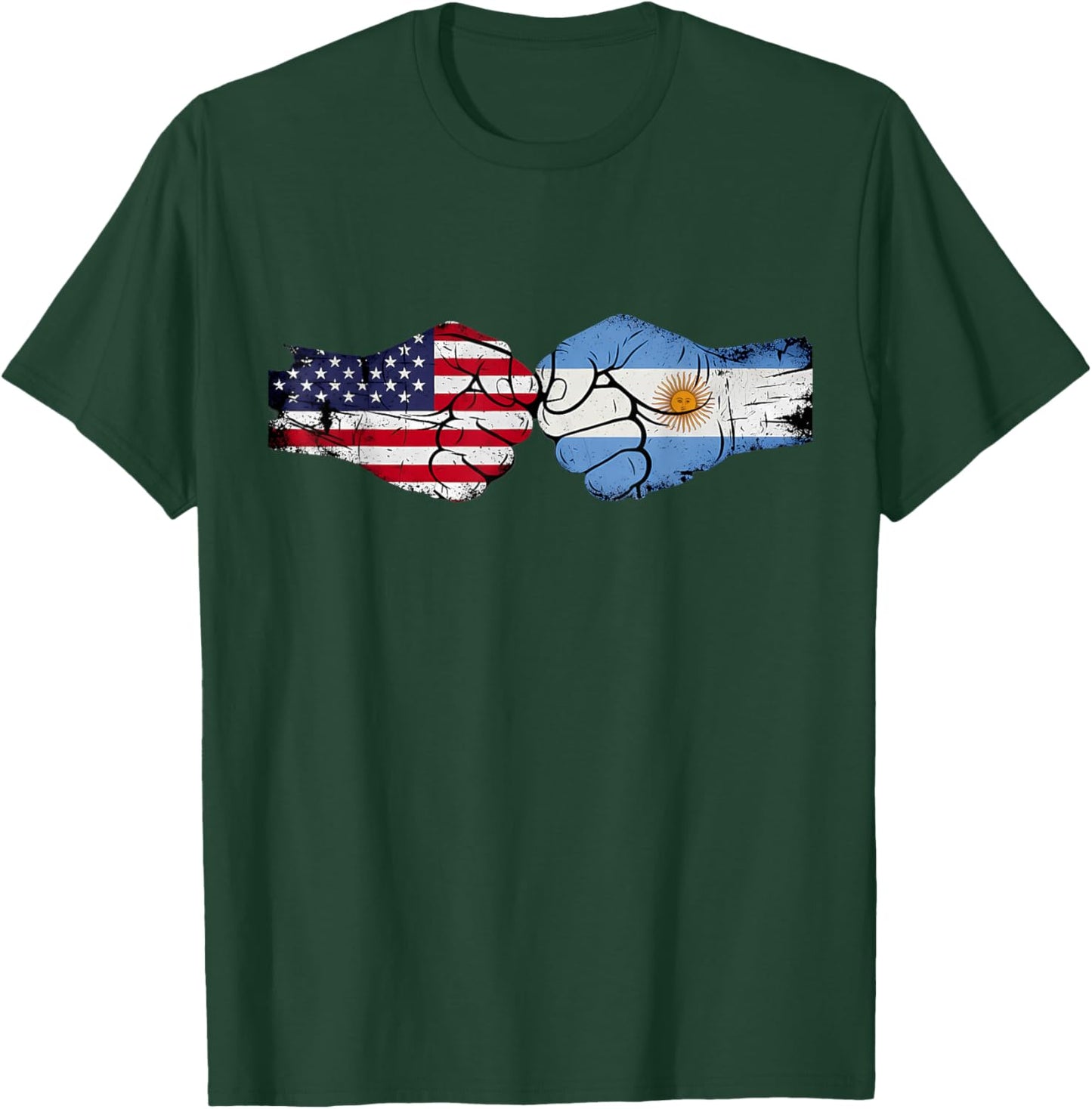Argentina Handfist Half American Flag Half Argentinian Flag T-Shirt - T-Shirt | Forest