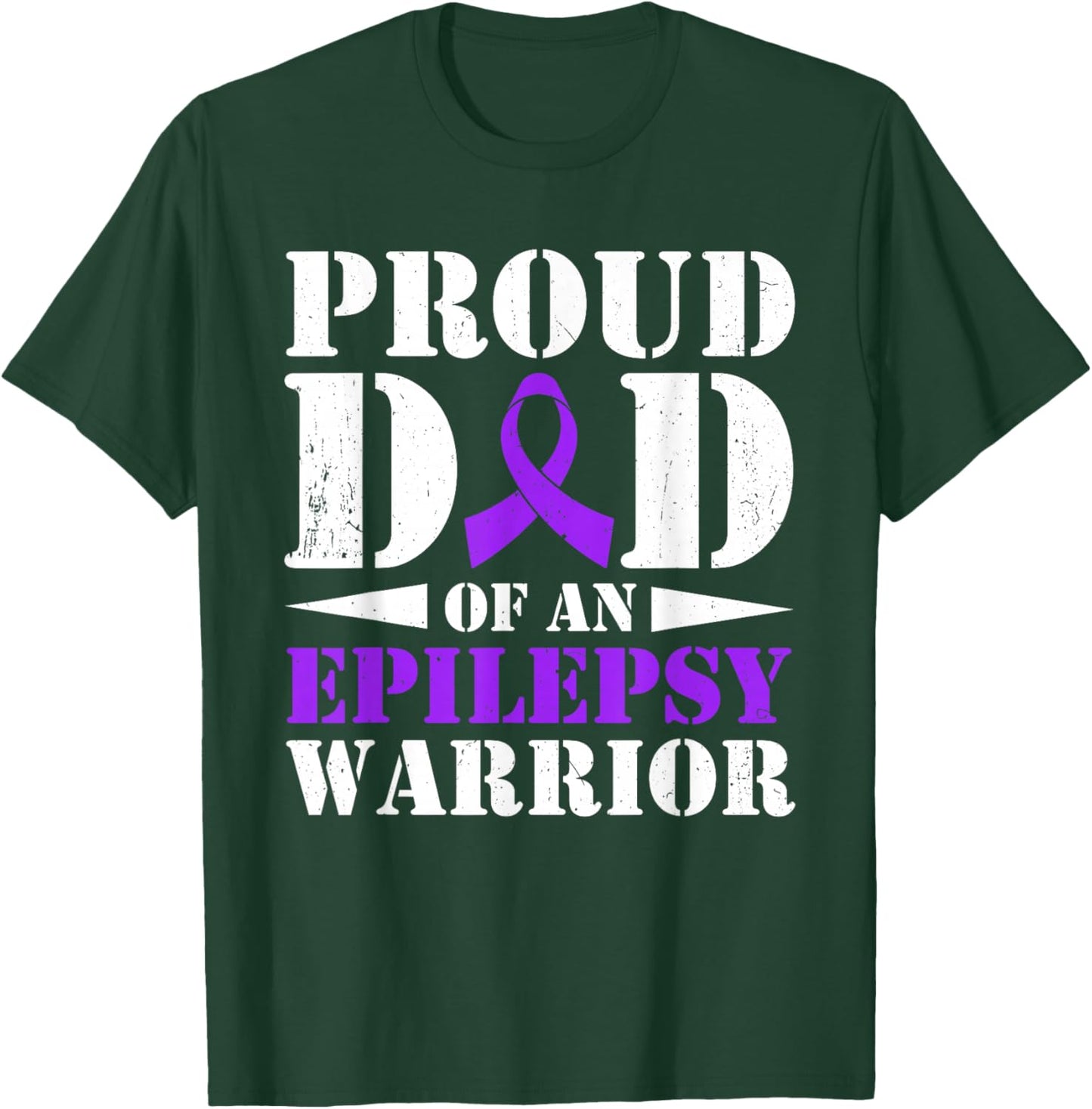 Proud Dad of an Epilepsy Warrior Purple Ribbon Awareness T-Shirt - T-Shirt | Forest