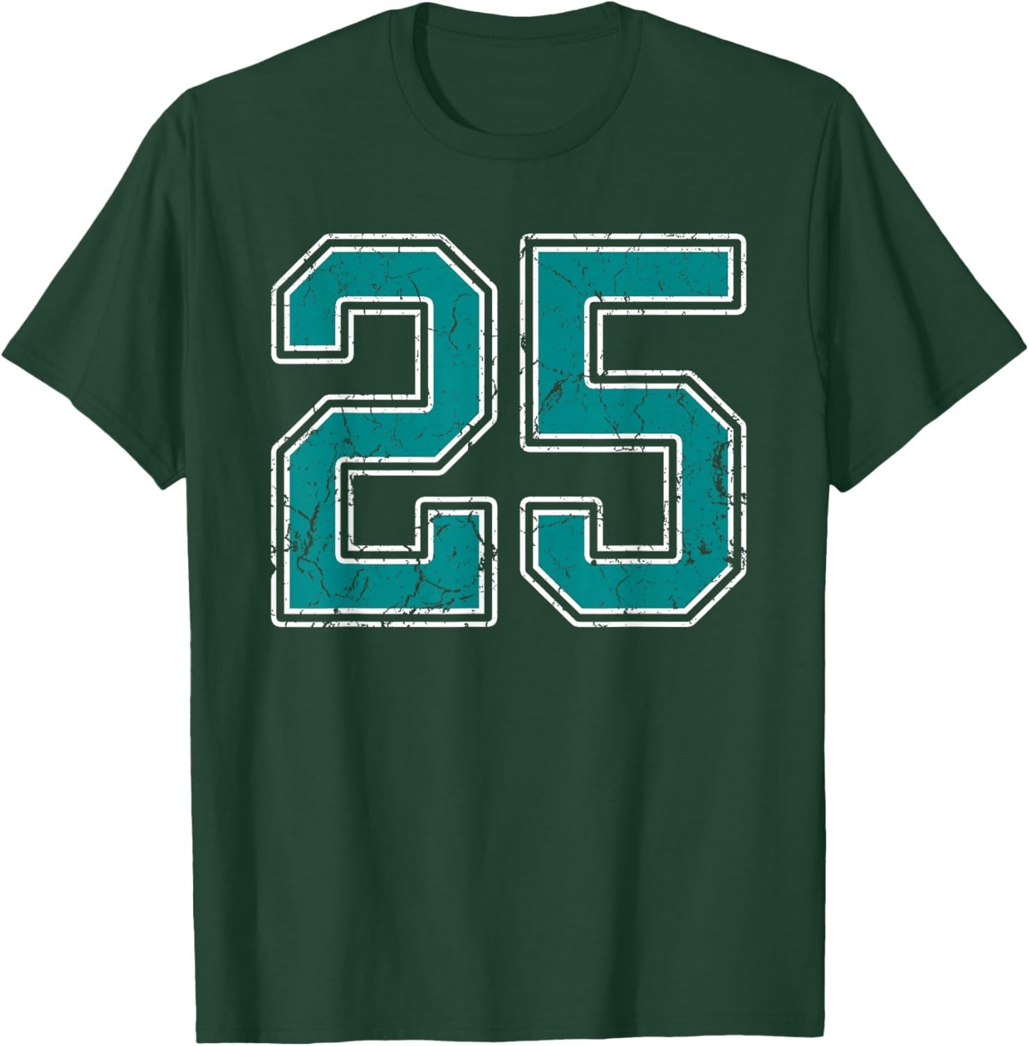 Teal and White Number 25 Jersey Player Uniform #25 Fan T-Shirt - T-Shirt | Forest