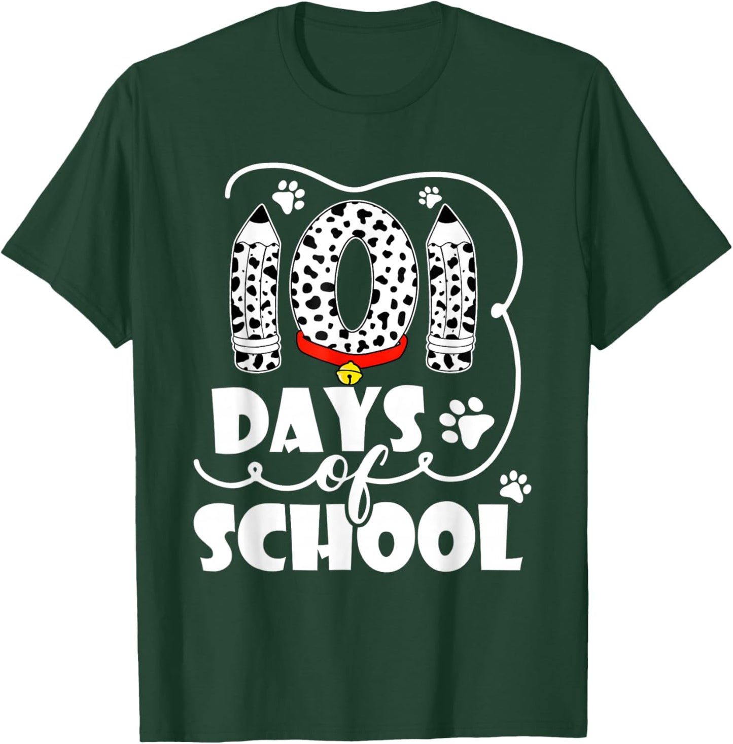 Happy 101 Days School Cute Dog 100 Days Smarter Student Kids T-Shirt - T-Shirt | Forest