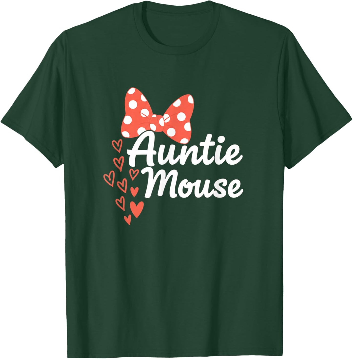 Auntie Mouse Cute Minnie Bow Hearts Aunt Family T-Shirt - T-Shirt | Forest
