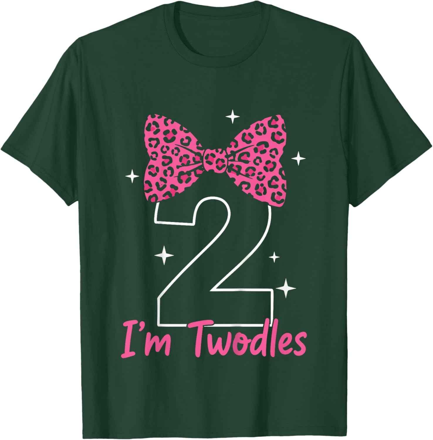 Kids I’m Twodles 2nd Birthday Girl Bow T Shirt T-Shirt - T-Shirt | Forest