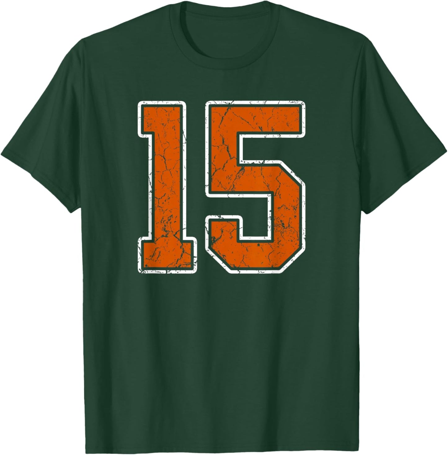 Grunge Burnt Orange and White #15 Sports Jersey Number 15 T-Shirt - T-Shirt | Forest