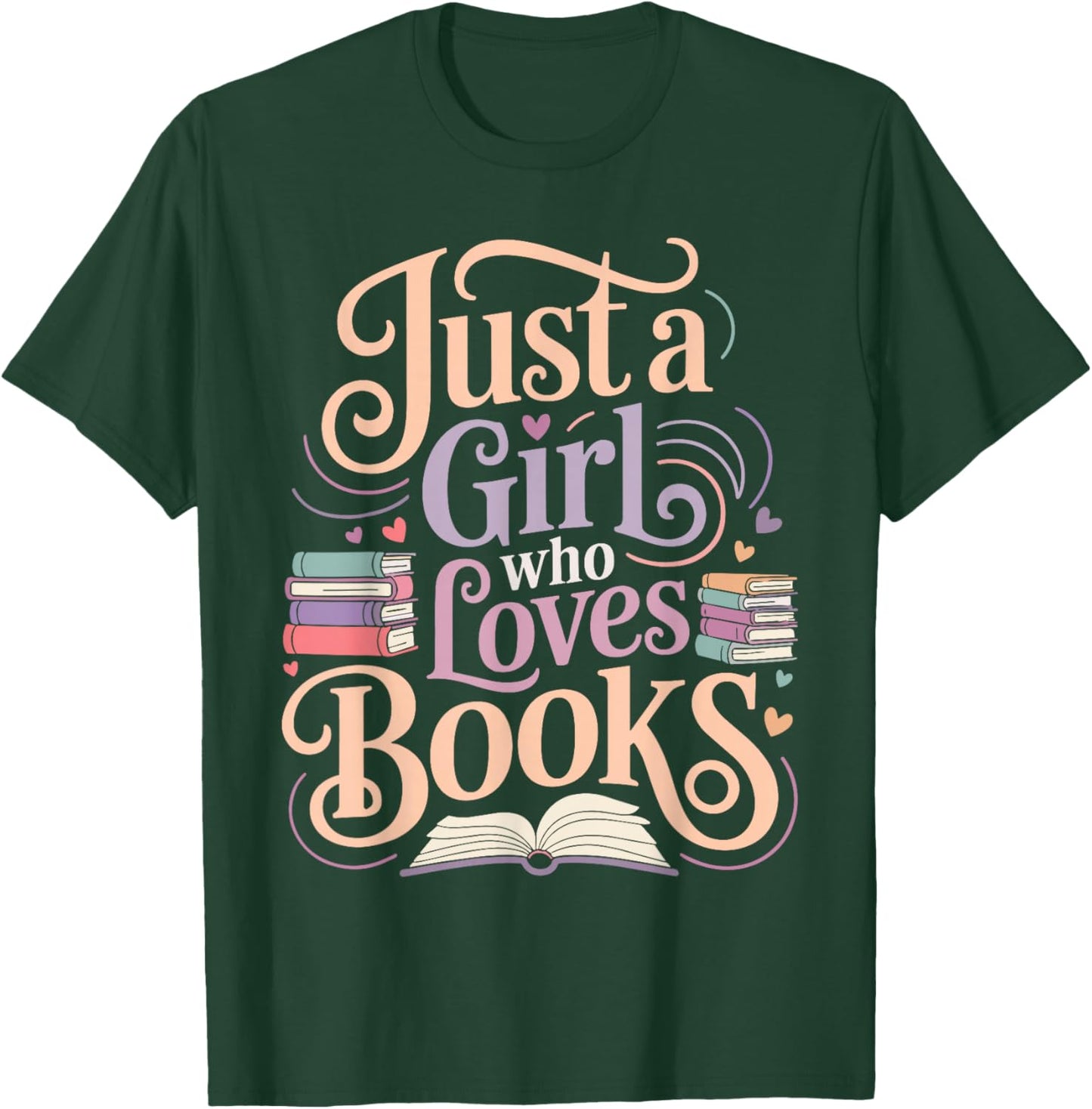 Just a Girl Who Loves Books Reading Lover Aesthetic T-Shirt - T-Shirt | Forest