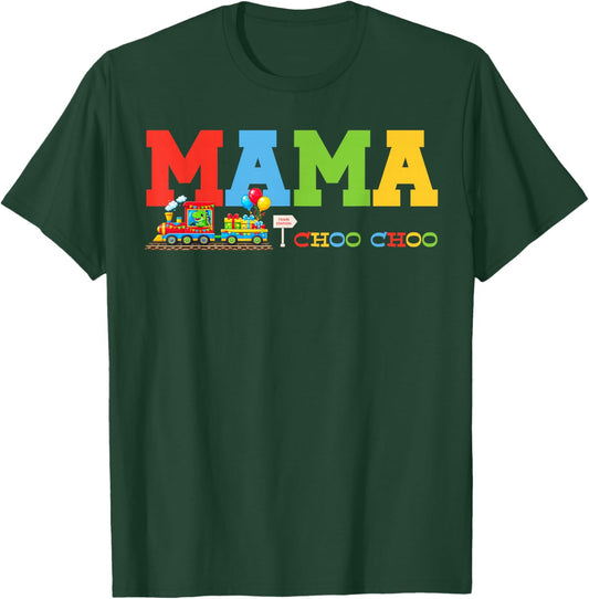 Train Birthday Mama T-Shirt - T-Shirt | Forest