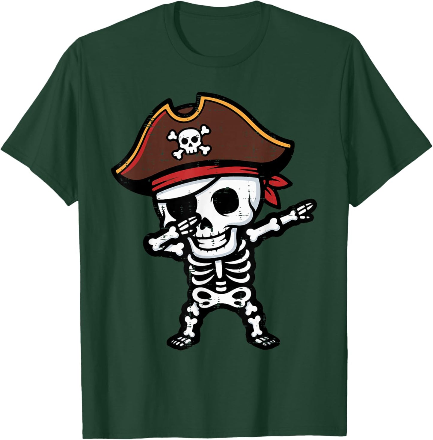 Pirate Skeleton Dab Dance Halloween Costume Boys Girls Kids T-Shirt - T-Shirt | Forest