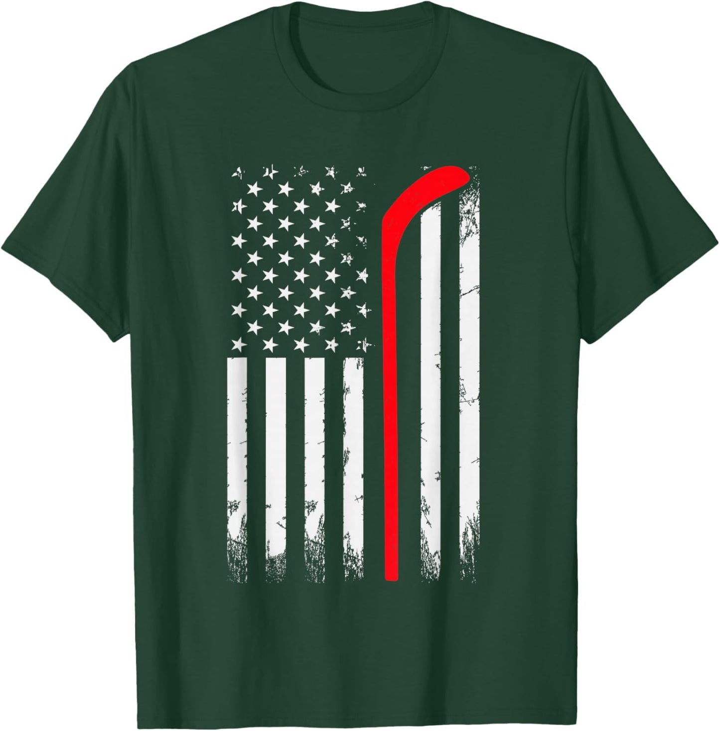 Ice Hockey US Flag Player & Fan Lovers American Ice Hockey T-Shirt - T-Shirt | Forest