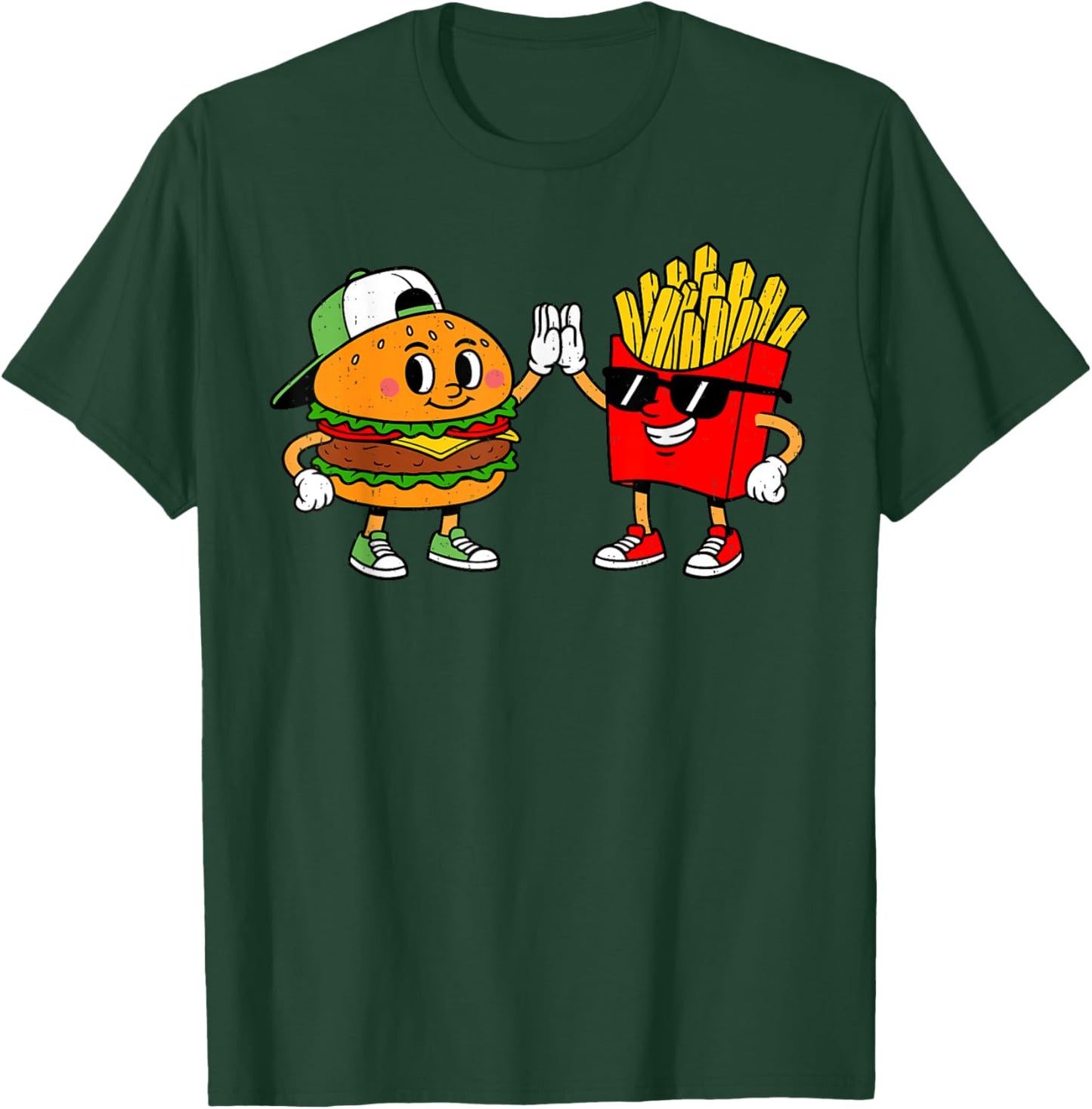 Funny Hamburger French Fries Combo Snacks Fast Food Lover T-Shirt - T-Shirt | Forest