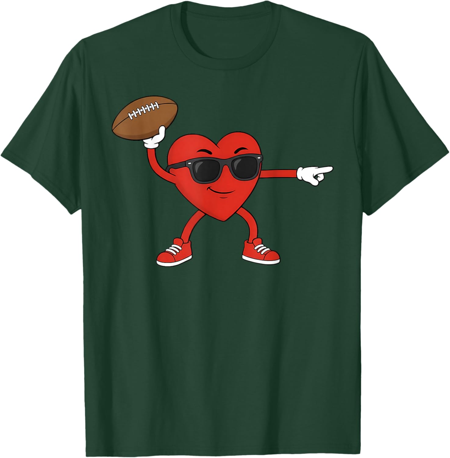 Valentines Day Football Heart Playing Football Boys Kids T-Shirt - T-Shirt | Forest
