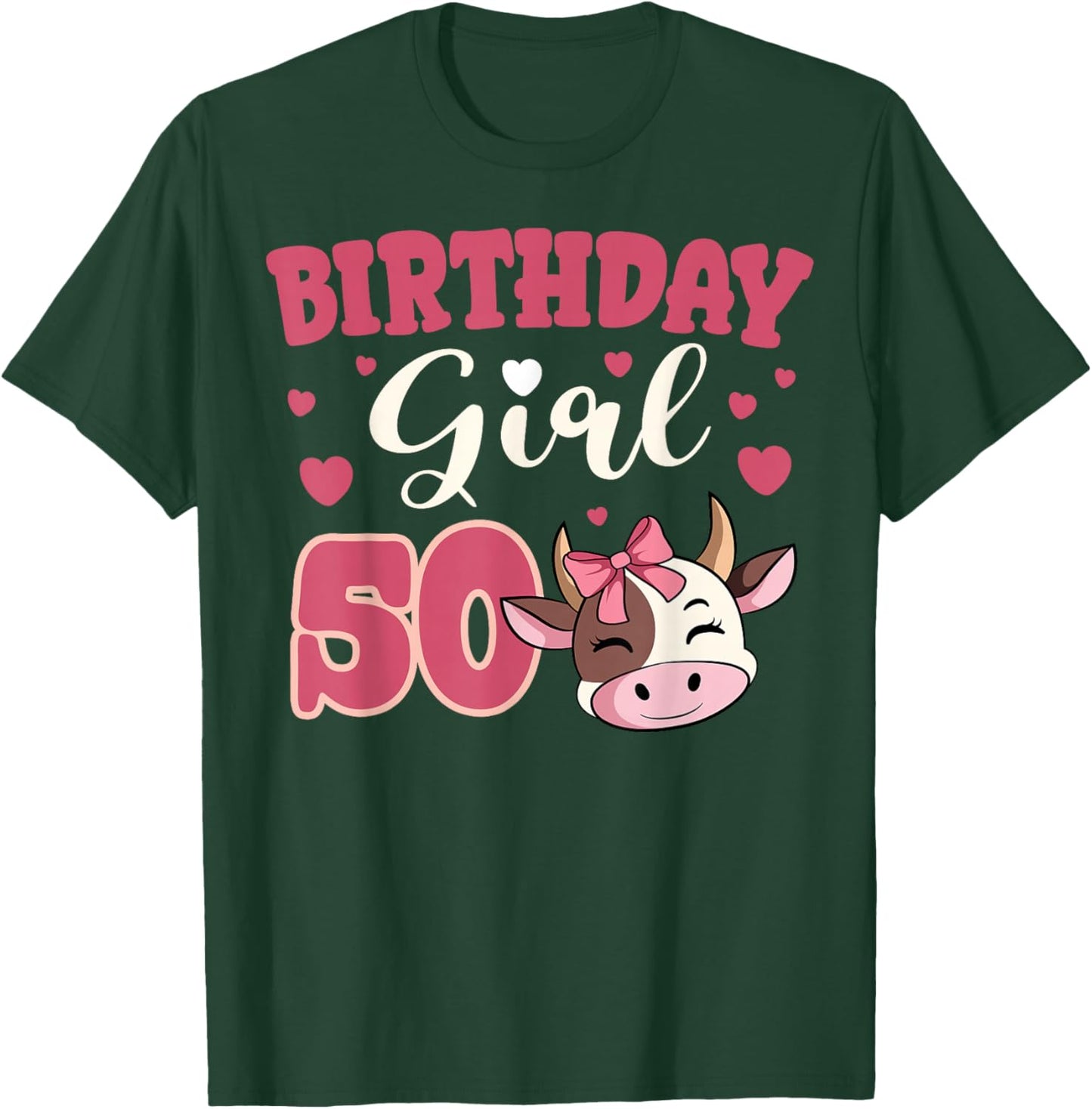 Cow 50th Birthday Girl Party Moo Barn Animal Farmyard Vet T-Shirt - T-Shirt | Forest