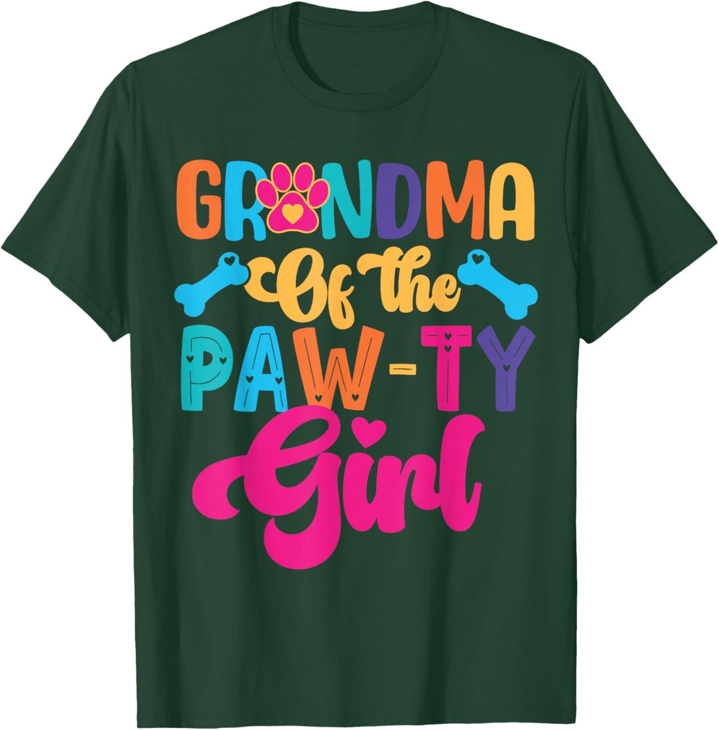 Grandma of The Paw-ty Girl Dog Family Matching Party T-Shirt - T-Shirt | Forest