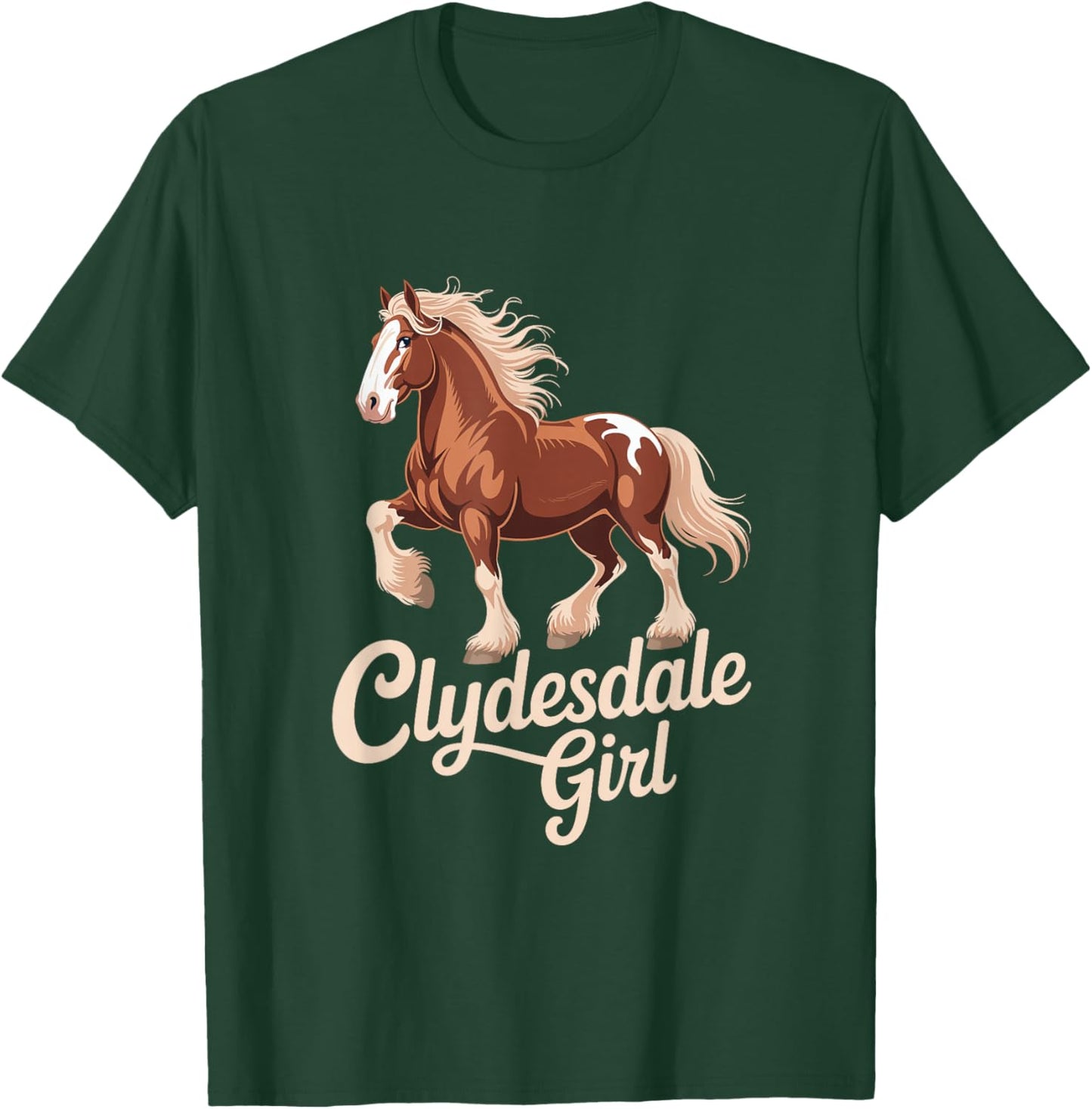 Clydesdale Girl Vintage Horse Equestrian T-Shirt - T-Shirt | Forest