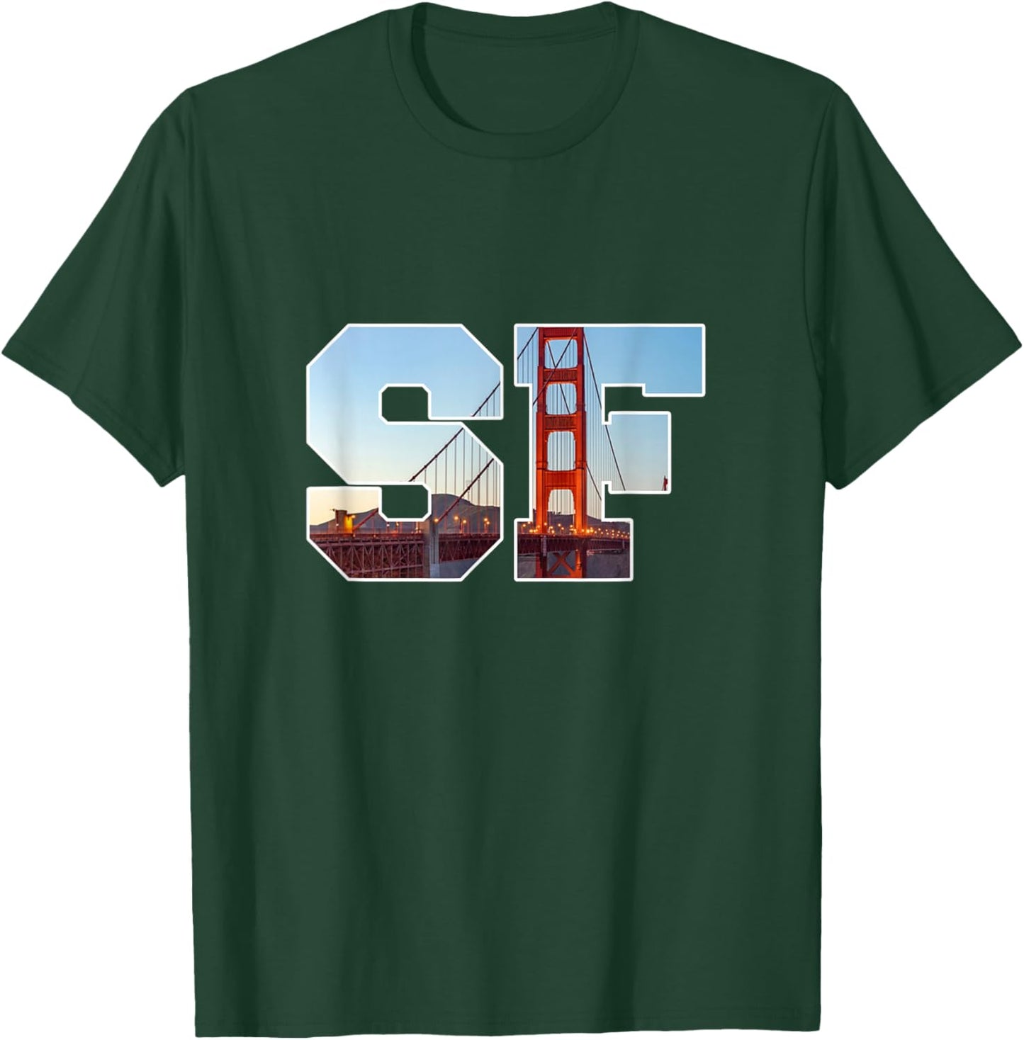 Iconic Golden Gate Bridge in Bold SF Letters San Francisco T-Shirt - T-Shirt | Forest