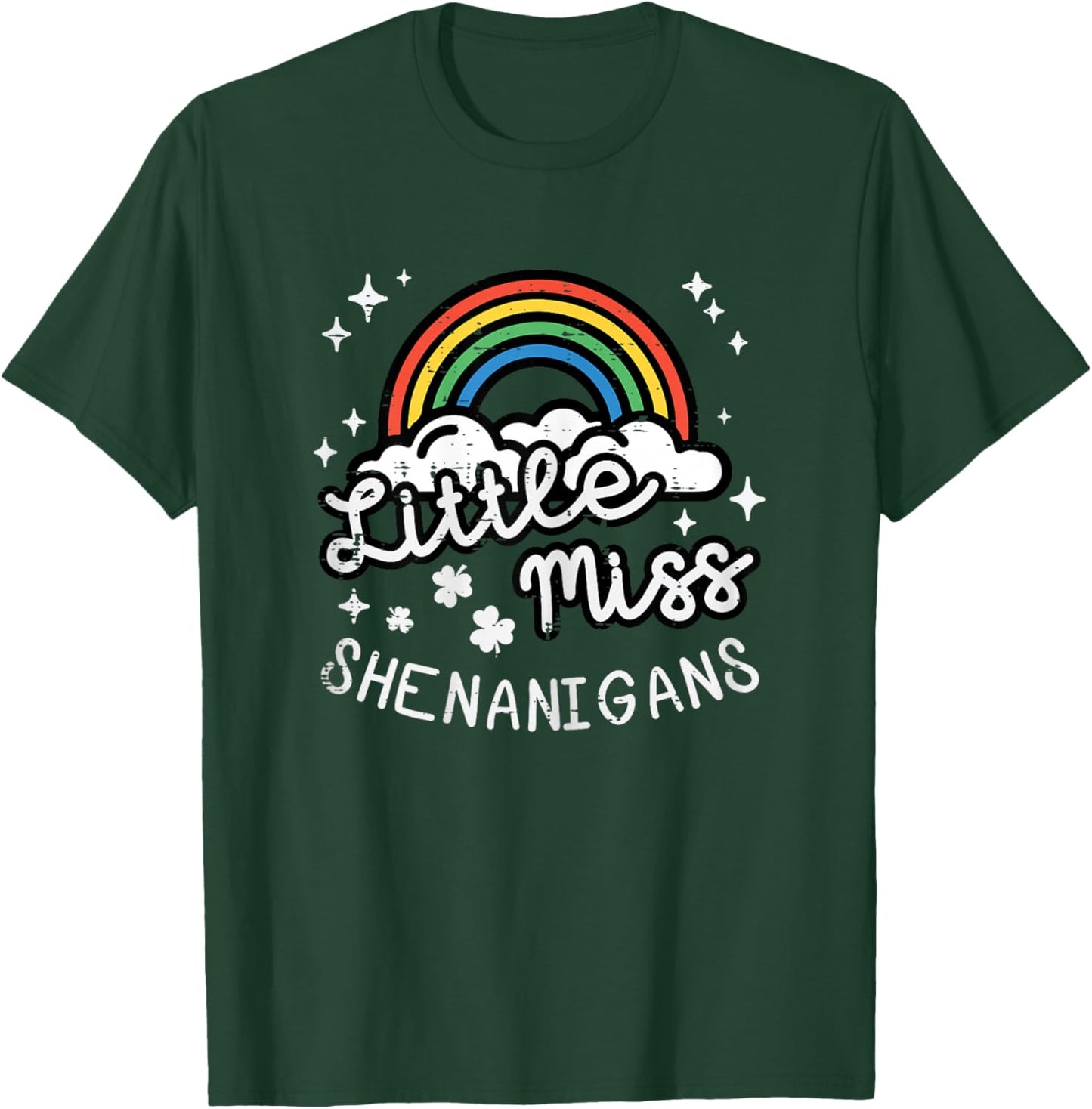 St Patricks Day Little Miss Shenanigans Rainbow Girls Kids T-Shirt - T-Shirt | Forest