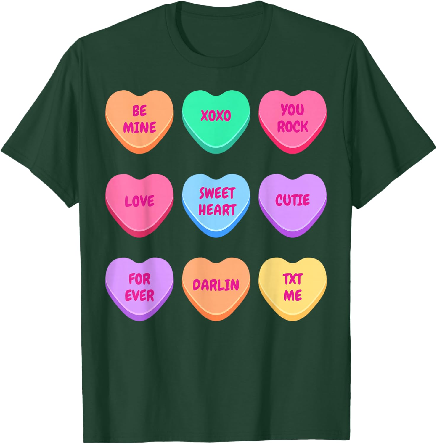 Valentines Day Hearts Candy Be Mine Valentine Women Men Kids T-Shirt - T-Shirt | Forest