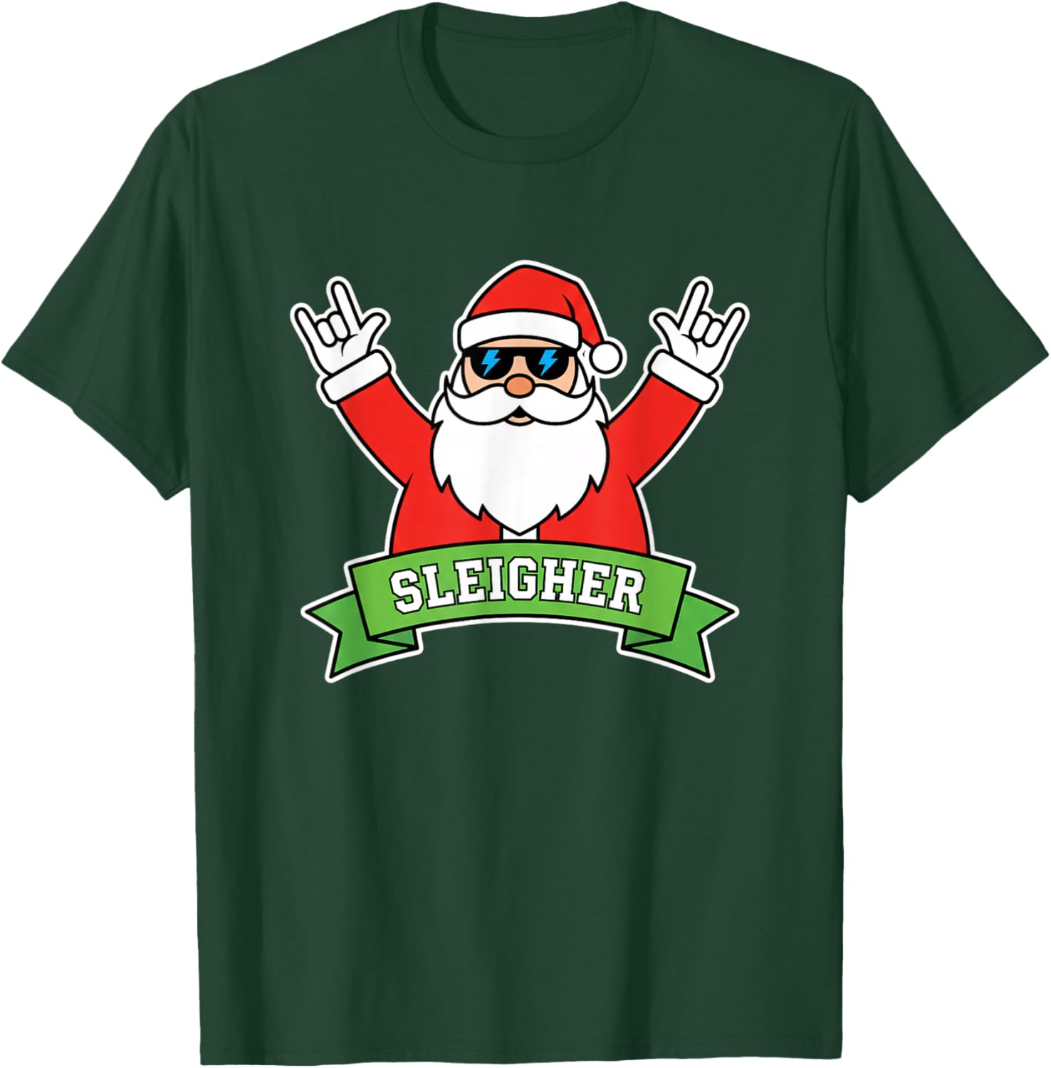 Christmas Sleigher Santa Rock Heavy Metal Sleigh All Day T-Shirt - T-Shirt | Forest