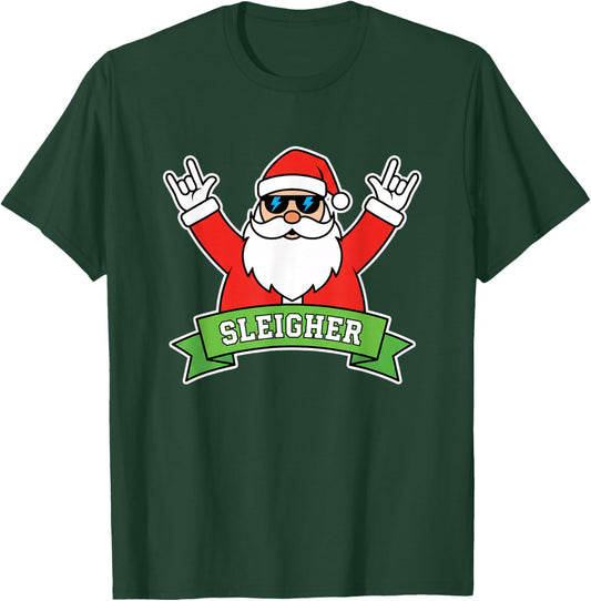 Christmas Sleigher Santa Rock Heavy Metal Sleigh All Day T-Shirt - T-Shirt | Forest